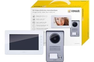 VIMAR K40930 Kit visiophone 1 Famille pour Pose en saillie avec: interphone vidéo, Platine de Rue à 1 Boutons, Alimentation DIN, étriers de Fixation, Contrôle des accès RFID, Écran 7 Pouces