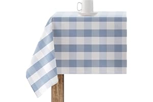 BL BELUM BELUM | Mantel resinado Antimanchas Cuadros 0120-98, Mantel Cuadros Vichy tamaño; 140x140 cm, Mantel Antimanchas NO Hule, Mantel Vichy Azul, Mantel Tejido 100% algodón orgánico