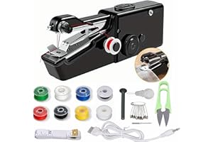 JINGXINXIN Handheld Sewing Machine,Adult Beginners Electric Portable Mini Sewing Machine With Accessories,for Clothing, Curtains Fabrics Easy Fast Stitch，Travel DIY Family Essentials (Black)