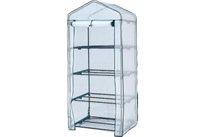 Top Home Solutions® Mini Greenhouse - 4 Tier Cold Frame With White PE Cover, Roll-Up Zipped Door - Portable Greenhouse For Plants And Seedlings - Perfect for Outdoor Garden and Home