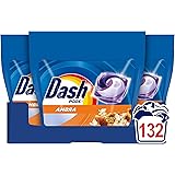 Dash Pods Detersivo Lavatrice in Capsule, 132 Lavaggi (3x44), Ambra, Rimuove le Macchie, dona Freschezza, Efficace anche a Fr