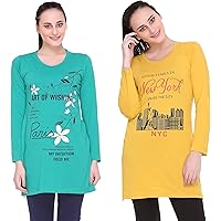 IN Love Women Cotton Floral T-Shirts (Pack of 2)