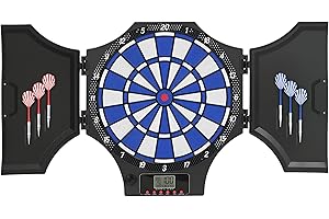 SPORTNOW Freccette Bersaglio Elettronico per 31 Giochi e 285 Programmi, Bersaglio Freccette con 6 Freccetta, 6 Punte di Ricambio e Monitor LCD, per 8 Giocatori