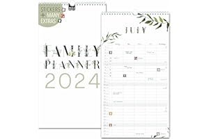 SPIELEFABRIK Family calendar 2024 5 columns FLORAL family planner 2024 and Oct-Dec 2023, wall calendar 23 x 43cm, planner for family 2024, wall planner Boho, flowers, design