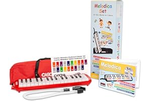 Cascha Melodica Children and Adults I Melodica 32 Keys Including Carry Bag and Textbook I Versatile Fun Textbook with Key Stickers for Learning Melodica I Wind Instrument Including Mouthpiece