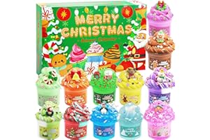 NHCUIJUN Schleim Adventskalender 2025 für Kinder, 24-Tage-Countdown Slime Weihnachtskalender Kinder mit 12 Schleimen und 12 Coolen Accessoires Weihnachten Überraschungen Geschenk für Jahre Jungen Mädchen