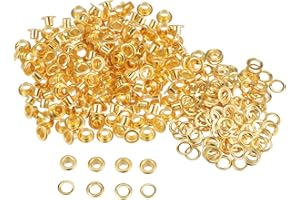 QUARKZMAN Kit de 300 Ojales Metálicos de 4 mm (1/6") con Arandelas para Zapatos Ropa Cinturones Etiquetas Bolsas Tela Cuero Proyectos de Bricolaje Tono Dorado