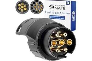 ‎YOUR DAY MATE 7 auf 13-pol Adapter Stecker, Steckverbindung 13pol Anhänger Stecker zu 7pin Auto Steckdose, 7-13 Pin Adapter nach ISO 1724 und 11446 genormt, AHK Verbinder für 12 V Systeme, Hänger Adapterstecker