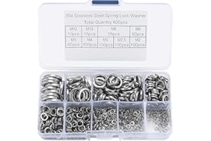 BAYIDUN 600 pcs Anillas de Presión, Arandelas de Resorte en Espiral, Arandelas de Seguridad, Acero Inoxidable V2A - M2/M2.5/M3/M4/M5/M6/M8/M10/M12