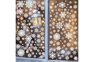 EKKOVLA 510 Pcs Christmas Window Stickers - 10 Sheet Reusable Christmas Snowflake Stickers - Removable Static Clings Snowflakes Window Clings for Xmas Party Decoration