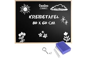 ‎CREATIVE HOME Creative Home 80 x 60 cm Kreidetafel Große Schwarz Blackboard | Tafel Hergestellt in der EU | Schiefertafel Wandtafel Kinder Pinnwand Memoboard Holzrahmen | Schreibtafel für Büro, Schule, Zuhause