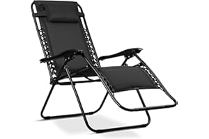 ‎SOFOTEL Sofotel Leżak Ogrodowy ChillWell Soft - Składany z Poduszką - Tkanina 3D FoamGrid Obciążenie do 120 kg - 160 x 107 x 60 cm - Czarny