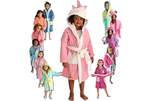LEBENGOOD - Albornoz Niñas Algodón: Niña, Infantil - 100% Algodón OEKO-TEX® - 2 Bolsillos, Cinturón, Capucha, Albornoces Felpa muy suave con bordados para niñas