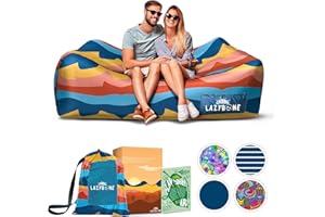 Chillbo Lazybone Inflatable Couch - Ultimate Inflatable Lounger for Maximum Chill - The Perfect Blow Up Couch for Music Festivals Or Inflatable Lounger for Camping - Desert Daydream
