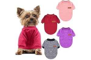 HYLYUN 4 Stück Hundepullover Kleine Hunde, Stricken Winter Warmer Hunde Pullis Weich Komfortabel Welpenkleidung für Kleine Mittelgroße Hunde Katze
