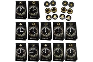 HENJUNU Countdown Tüten Silvester,12 Stück Geschenktüten aus Kraftpapier,Kleine Geschenktüten, Happy New Years Eve Party Favors Candy Treat Goodie Bags mit 12 selbstklebende Aufkleber (schwarzes Gold)