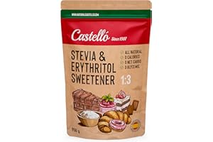 Édulcorant Stevia + Erythritol 1:3 | 1g = 3g de Sucre | Substitut de Sucre 100% Naturel - 0 Calories - 0 Indice Glycémique - Keto et Paleo - 0 Glucides - Non-OGM - Castello since 1907-850 g