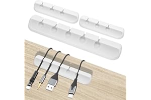 JEAL23 Pack 4 PCS Organizador Cables de Silicona | Clips para Cables Autoadhesivos | Recoge Cables. (Blanco)