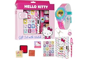 Hello Kitty Notebook Digital Watch & Accessories Set Kawaii Journal Secret Diary for Girls Teenagers with Lock Ink Stamps Gifts for Girls