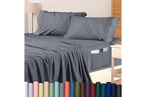 Utopia Bedding Queen-Bettwäsche-Set, weiche Mikrofaser, Queen-Size-Bettlaken, 4-teilig, Hotel-Luxus-Bettlaken mit tiefen Taschen, bestickte Kissenbezüge, Spannbettlaken mit seitlicher