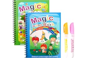GLAITC Libri da colorare ad acqua Magic Water Disegno Libro Magic Pittura Libri Set acqua Doodle Libro per bambini Colorare Libro di disegno riutilizzabile per bambini con penna