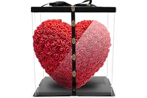 ‎NADIR Nadir Rosenherz Blumenherz rot/inklusive Geschenkbox/Rose Bear with Giftbox/Valentinstag Muttertag Geburtstag Jahrestag Jubiläen ROSEBEAR Herz aus ewigen Infinity Rosen