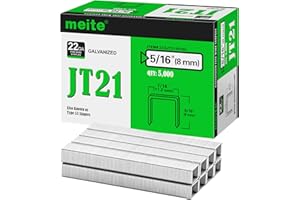 meite Type 53/8 mm Staples, Galvanised JT21 Staples for Staple Gun, Fine Wire, 7/16" (11.2 mm) Crown Type 53 Staple Refill, Ideal for Upholstery, Crafts, Furniture (5,000 Counts)