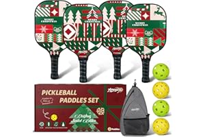 Amoswiz Pickleball Paddel 2er Set, Premium Fiberglas Pickleball Schläger, Pickleball Set mit 4 Pickle Balls, Geschenk für Pickleball-Liebhaber