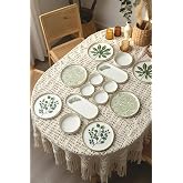 Kitchen Life 14 Par&ccedil;a 6 Kişilik Stackable G&uuml;z Yaprak Kahvaltı Takımı - L&uuml;x Kahvaltılık Sunum Seti Tabağı,Yeşil Kahverengi Sar