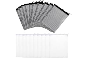 Eterspr 20 Pezzi Sacchetto Filtro per Acquario, Sacchetto Filtro, Sacchetto Filtro in Rete per Acquario in Rete di Nylon, per Laghetto, Piscina, Acquario, Giardino (Nero, Bianco)