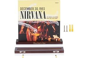 Decibelvibe Schallplattenregal aus Holz, jetzt abspielbarer Ständer, Wandhalterung, um Ihre Lieblings-Vinyl-Schallplatten zu präsentieren, Einzel- und Doppel-Vinyl-Display (Braun)