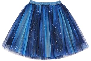 CAMILIFE Bébé Tout-Petit Enfant Fille Jupe Tutu Ciel Étoilé Paillettes Jupe Princesse Mini Jupe Jupe de Tulle Jupe de Ballet avec Taille Élastique Adorable Mode pour Les 2-10 Ans