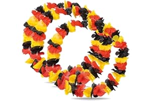 3er Blumenkette Fanartikel Deutschland EM 2024 – extra lang - Hawaiikette in schwarz, rot, gold für Fußballpartys & Deko zur Europameisterschaft (3)