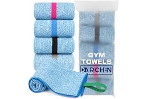 DARCHEN [5 Pack Gym Towels Accessories For Men, Quick Dry Sweat Towel For Workout Tennis Sports Exercise, Microfiber Silver Ion Towels Compact & Absorbent