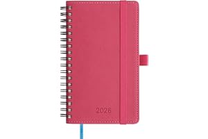 ‎IN-LUXPRO IN-LUXPRO Kalender 2026: Taschenkalender A6 Klein 16,4x9,6cm Ringbuch Buchkalender Terminplaner 2026 Wochenplaner Notizbuch,12-Monate(Jan.-Dez.) mit 100GSM Papier & Stiftschlaufe PU-Leder Rosenrot
