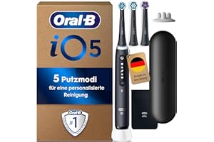 ‎ORAL-B Oral-B iO Series 5 Plus Edition Elektrische Zahnbürste — Electric Toothbrush, Inkl. 3 Aufsteckbürsten, 5 Putzmodi für Zahnpflege, Reise-Etui — Zahnbürste Elektrisch, Designed by Braun, Schwarz
