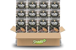 SERENDIB Waffle Amour CHOCO WAFFLES | 5 waffles with sugar pieces dipped in a chocolate flavoured coating in one Pack | Belgium Breakfast Treat | Crispy, Sweet, and Enjoyable (12 Packets)