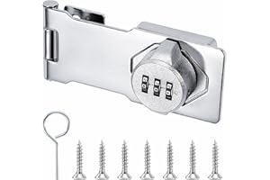 NIBOKEN Serratura Combinazione Password Hasp Locks 3 Cifre con Vite, Lucchetto Senza Chiave in Metallo per Gabinetto Armadietto Cassetti Porta Garage Esterno (Argento)
