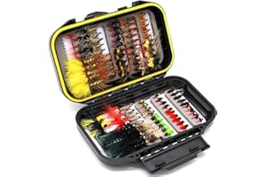 FAISOX Fly Fishing Flies Kit Dry Wet Nyphms with Fly Box for Trout Bass Steelhead