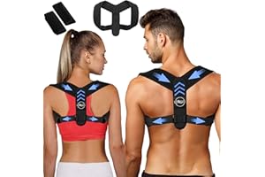 LOW&EE Corrector Postura Espalda Ajustable Corrector de Postura para Hombre y Mujer - Corrector de Espalda Transpirable Incluye 2 Almohadillas Protectoras y Ergonomicas