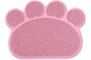 SUAVER Pet Katzenstreu Matte, PVC rutschfest Paw Shaped Katzenklo Mat pet Food wassernapf placemat Matte Haustier füttern Matten,30 x 40 cm (Lotus Pink)