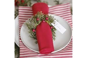Ginger Ray Christmas Foliage & Berry Napkin Rings Pack of 6, 13cm
