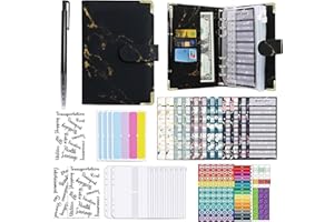 HIBISAWS Budget Binder Haushaltsbuch A6 Planner Geldumschläge Umschlagmethode,Budgetplaner Geld Organizer Sparbuch mit Folien Cash Stuffing Startset ordner