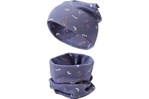 Fjquamitix Mütze und Schal Set für Kinder,Baumwolle Kindermütze&Schlauchschal Mädchen und Jungen,Süße und Bequeme Kopf und Halstwärme Kombination