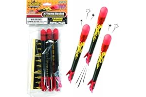 Stomp Rocket X-Treme Rocket Refill Pack, 3 Rockets, Red