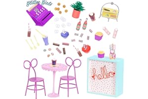 Glitter Girls Playset with 60+ Pieces – Patio Furniture Table & Chairs for Play Food & Cash Register – 3 Years + – GG Sweet Shop Terrace Set, GG57209Z, Coloris Assortis