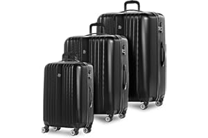 FERGÉ Set 3 valises rigides Extensible à roulettes Toulouse | Lot de 3 - Trolley Voyage | Ensemble de Bagages Noir