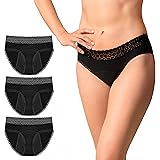 Set 3 Mutande Ciclo Mestruale Donna con Cotone Bio Ecologico - Mutande Assorbenti Donna Ciclo con 4 Strati Assorbenti Anti-Pe