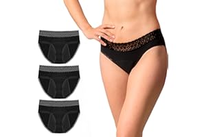 ZENAPHYR Set 3 Bragas Menstruales Algodón Ecológico Orgánico 4 Capas Absorbentes y Anti-Pérdidas - Protección higiénica Braguitas Menstruales Mujer Lavables (M)