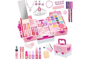 MRABBITOO Set di Trucchi per Bambini e Bambine - 57 Pezzi Trucco per Bambina Anallergici Valigetta Trucchi Ragazze,Giocattoli Giochi Trucchi Bambina,Natale,Regalo di Compleanno per Ragazze 4-12 Anni Rosa